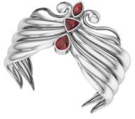 925 Sterling Silver Cuff Bracelet, Color : Garnet Red