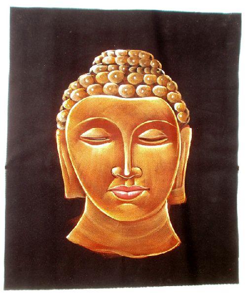 Lord Budh Batik Velvet Indian Handicrafts Gods Wall Hanging