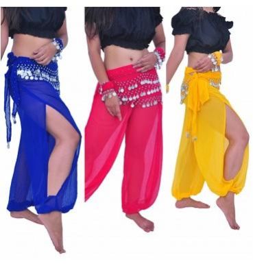 Belly Dance Balloon Trousers Tribal Harem Pants With Coin Scarfs