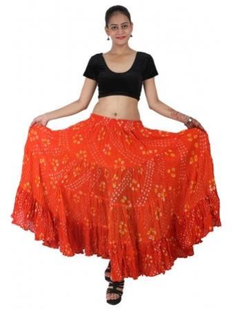 Orange Bhangra Tribal Fusion Polka Dot Skirt Spotties