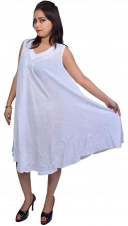 Plain White Sleeveless Dress, Size : Free Size