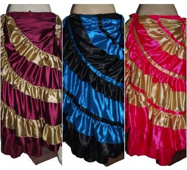 Satin Multi-Colour Gypsy Belly Dance Flamenco Skirt