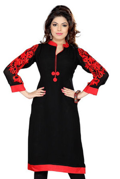 red and black designer Georgette kurti/kurta