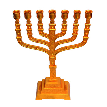Gold plated 7 Branch Temple Menorah