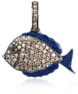 Blue Enamel Pave Diamond Fish Pendant 925 Silver Spinal Gemstone Jewelry