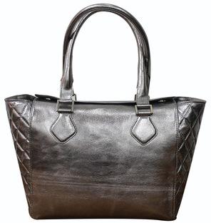 Silver Quilted Leather Tote Bag, Size : 29 * 25 * 10 cm
