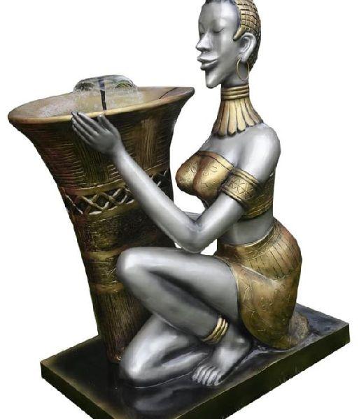 Ancient Lady Plant Holder Statue, Style : Natural