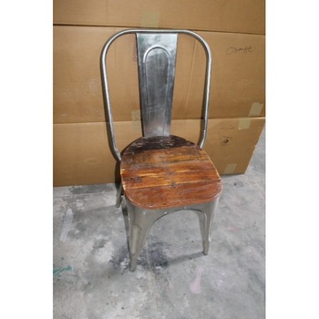 Industrial chair with reclaimed wood seat