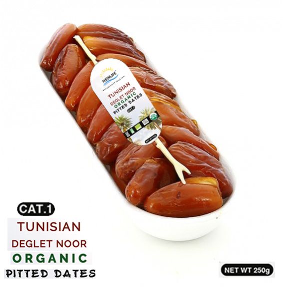 Organic Pitted Dates , Tunisian Organic Dates , Tray 250 Gr