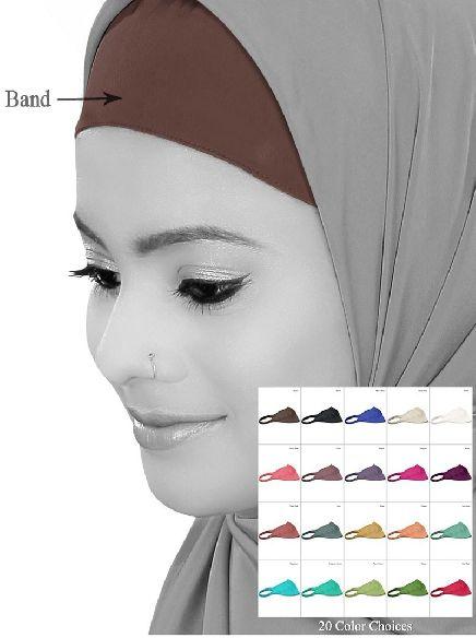 Crepe Headband Under Hijab Band, Color : Brown, White, Green, Black