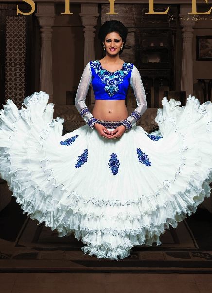 Net lehenga choli, Color : White