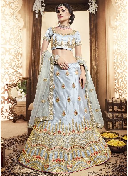 Women Lehenga Choli Grey color Designer, Color : Greyrey