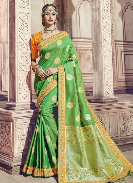 Women Saree Green Color Silk Designer