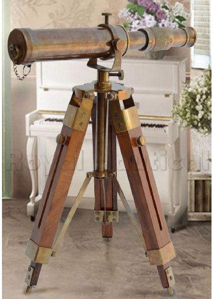Antique Brass Telescope with Stand, Size : 15”