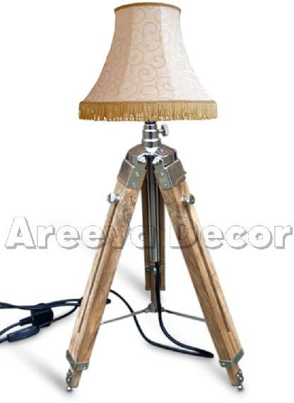 Mini teak wood floor lamp