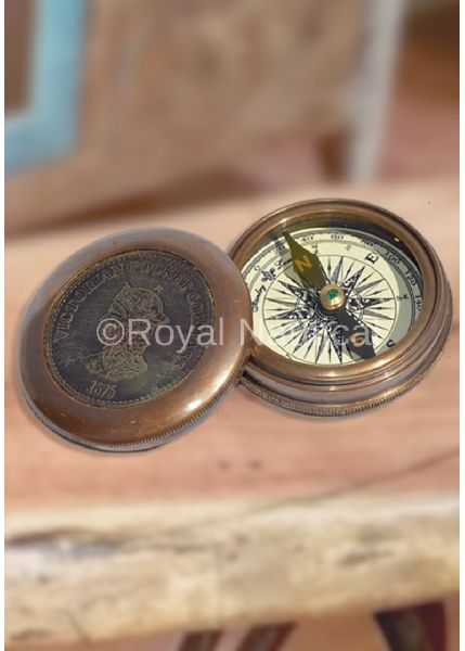 Brass Royal Navy Compass, Color : Antique Finish