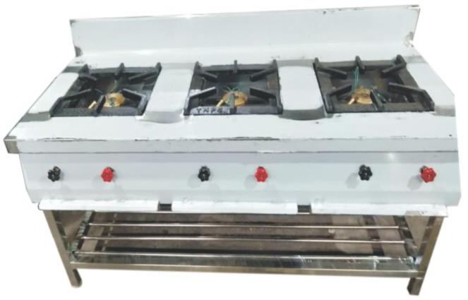 Polished Three Burner Gas Range, for Commercial, Feature : Shiny Look, Durable