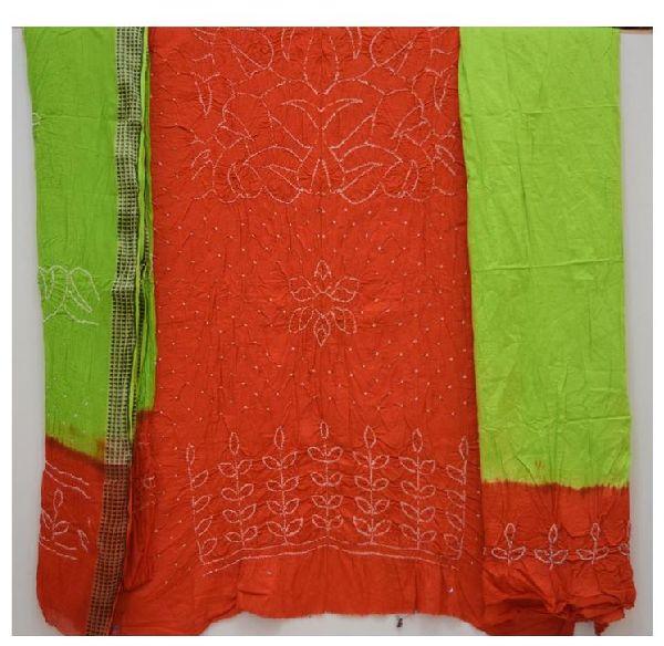 Aambadal Daman Design Bandhani Dress Material, Gender : Female