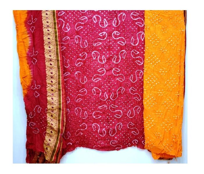 Aambadal Design Gadhwal Bandhani Dress Material