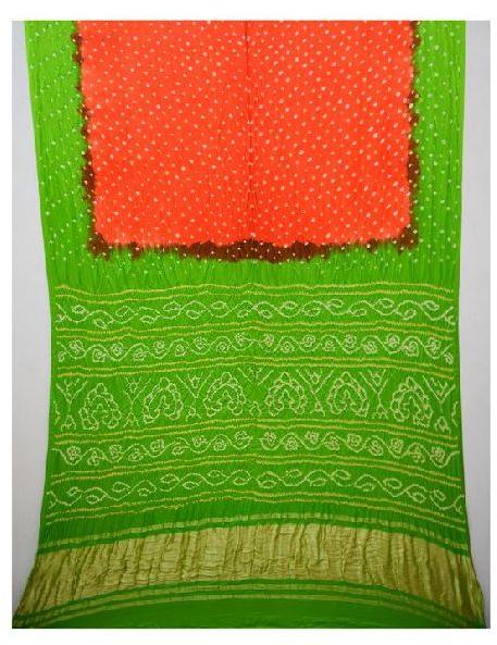 Dani Design Bandhani Gaji Silk Saree, Saree Length : 5.5 m (separate blouse piece)