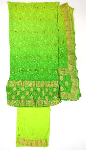 Fancy Small Boota Daman Design Banarasi Dress Material