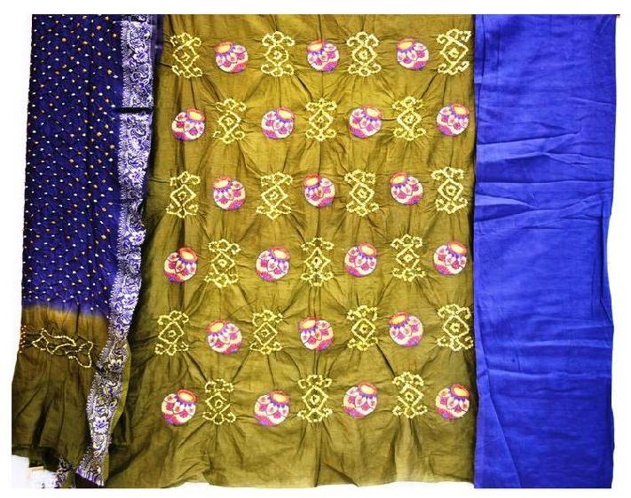 Traditional Design Gadhwal Bandhani Dress Material