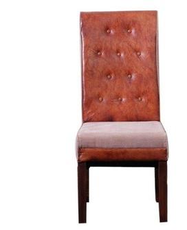 Genuine leather and Canvas high back dining Chair