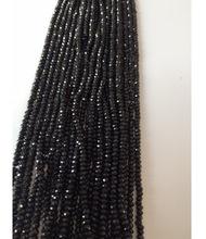 Black spinel roundel faceted natural bead
