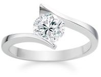Carat Plated White gold Certified Excellent Diamond Engagement ring