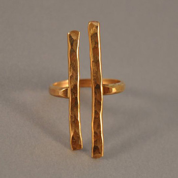 Minimalist Gold Filled Hammered Design Wedding Ring