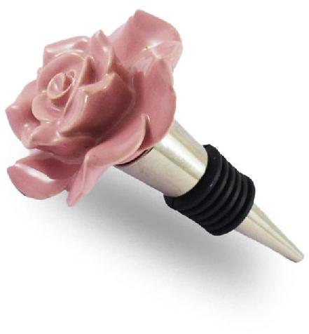 BEAUTIFUL PINK ROSE  BOTTLE STOPPER