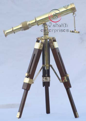 Telescope with wooden tripod stand