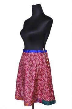 Handmade Pure Silk Kantha Skirt, Technics : Embroidered