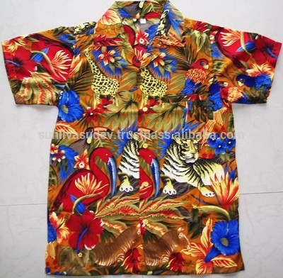 100% Polyester jungle print hawaiian shirts, Feature : Anti-Shrink, Anti-Wrinkle, Breathable, Eco-Friendly