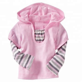 Baby girls t shirt with striped doctor sleeves