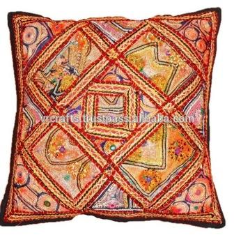 Antique Zari Work Embroidery 100 % Handmade Cotton Cushion Covers