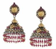 Gold Plated Silver Glass Beads Chandelier Earrings