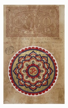 Antique Vintage Court Stamp Yaga Vedic Mandala Indian Miniature Painting
