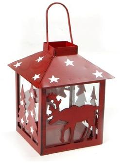 Metal christmas lantern, for Home Decration, Color : Red