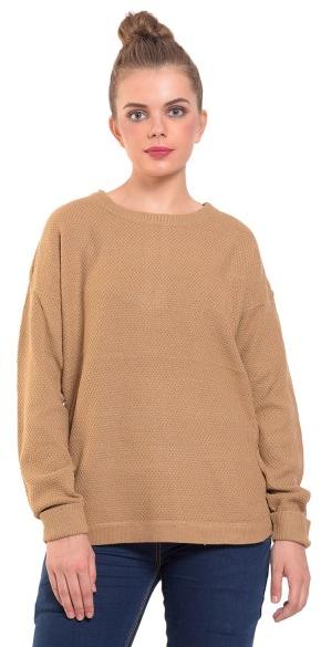 Back zipper sweater for women, Color : Brown