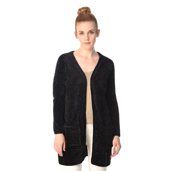 Wool knitted black cardigan for women
