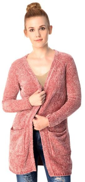 Wool knitted dusty rose cardigan for women