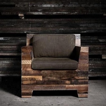 Industrial Reclaimed Wood Recliner Sofa Chair,