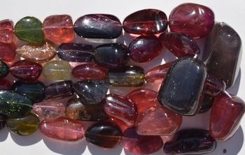 Natural MULTI TOURMALINE PLAIN TUMBLED BEADS