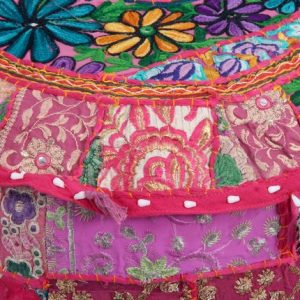 Indian Embroidered Patchwork Ottoman Cover Pouf Cover