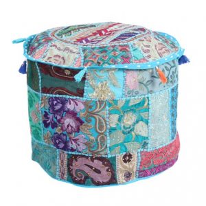 Indian Home Decorative Handmade Pouf Ottoman (Cover Only)