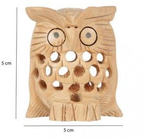 Owl Sculpture Wood Woodcarving Home Decorative