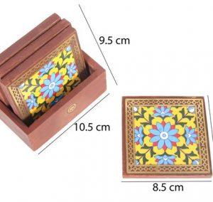 Set of Gemstone Floral Painting Tea Coaster or Coffee Coaster