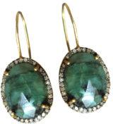 Gold Plated Diamond Emerald Gemstone Earring