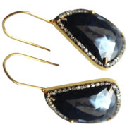 Gold Plated Silver Diamond Blue Sapphire Earring